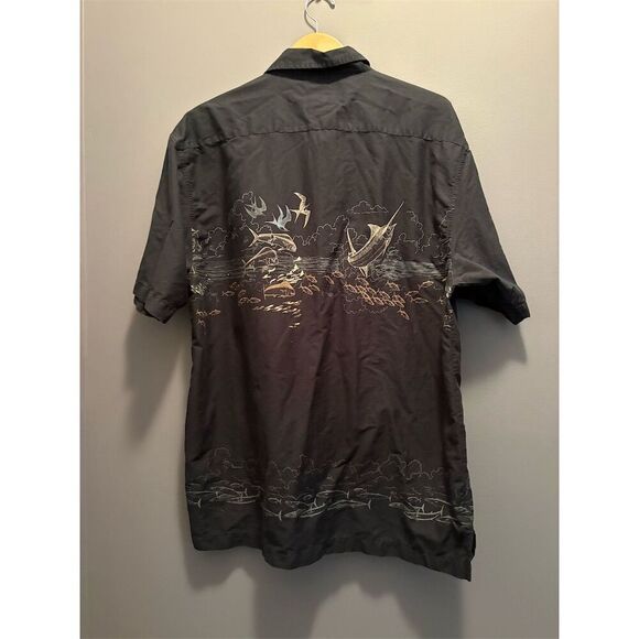 Guy Harvey Men's XL Navy Graphic Print Short Sleeve Button-Up Shirt - Picture 5 of 9